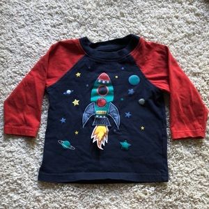 Mini Boden Rocket Ship Shirt 18 Months